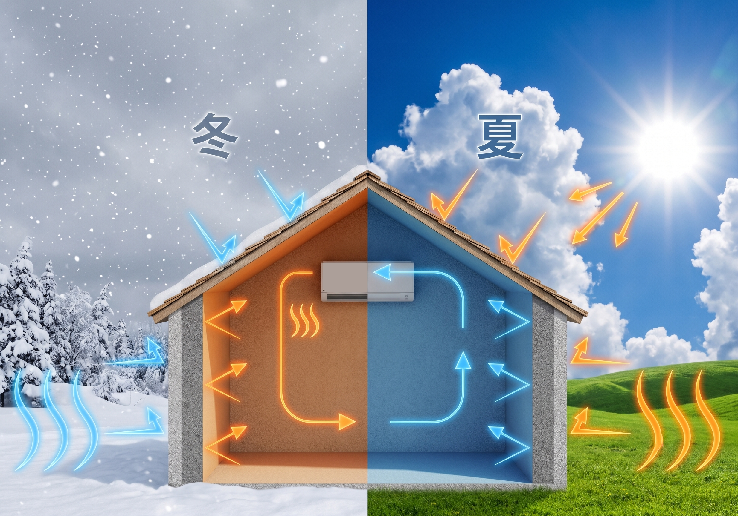 遮熱性能◎夏の熱気・冬の冷気をブロック！